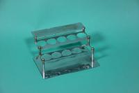 Test tube stand 2-tier, metal, used Medical antique! May not be used for medical purposes.