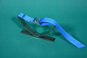 Bracket for anaesthesia bottle (O2 and N2O):  Support fork with adjustable strap to attach