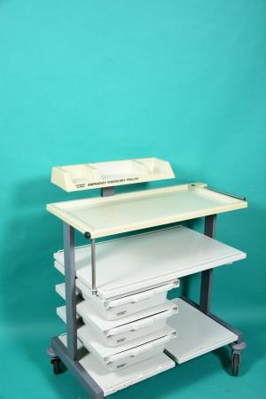 OLYMPUS Emergency Trolley, mobile endoscopy trolley, incl. 3 removable disinfection trays,